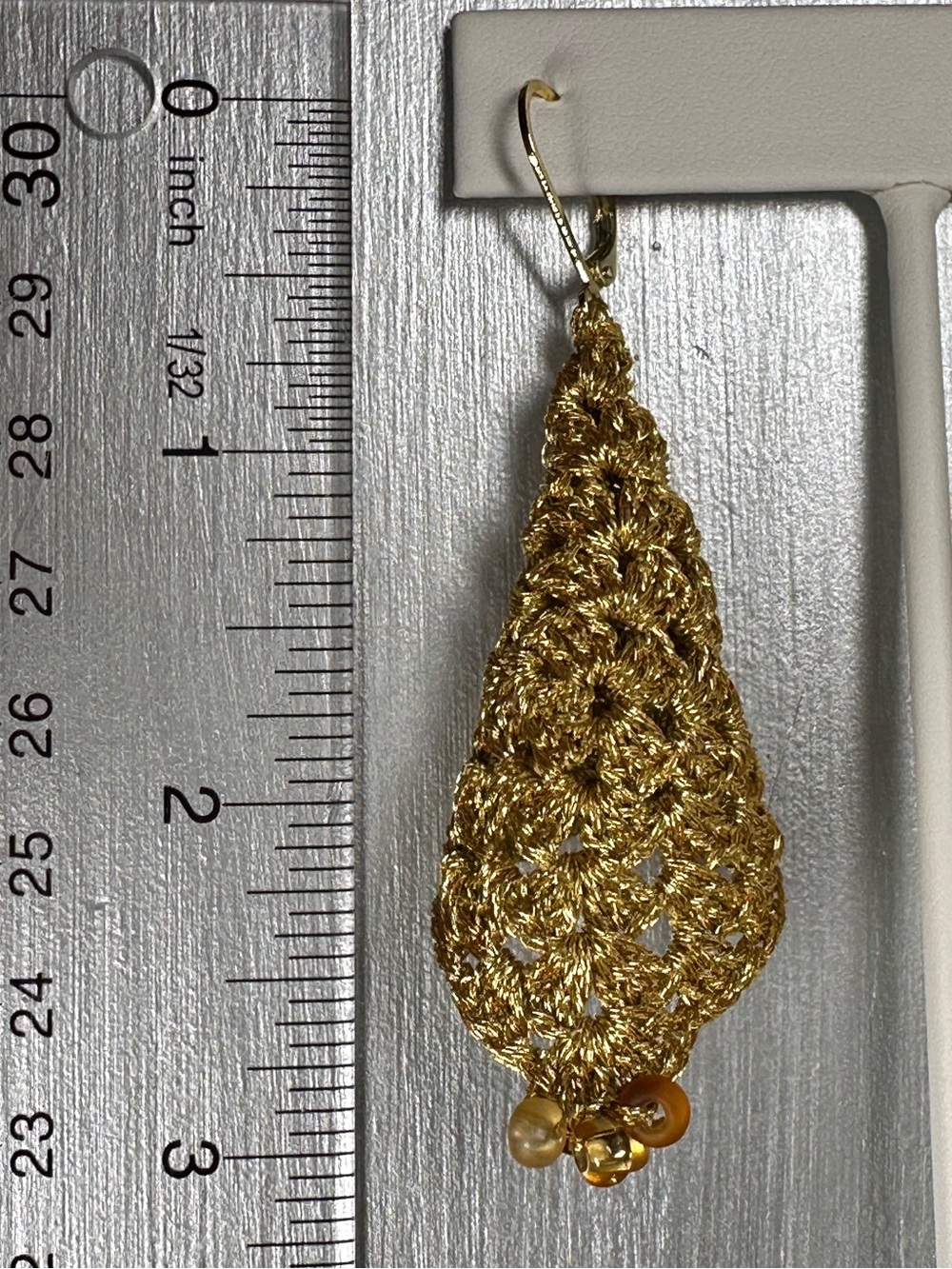 Handmade Crochet Filigree Style Earrings - Picture 2 of 2